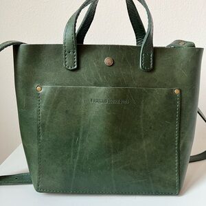 Portland Leather Green Crossbody Tote Bag